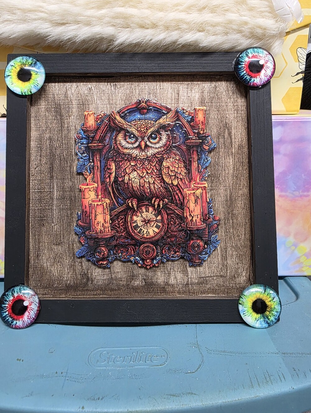 Hand Crafted Wood Owl Art